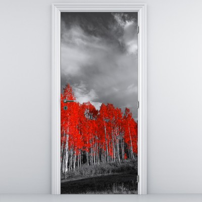 Fototapet pentru ușă - Copaci roșii