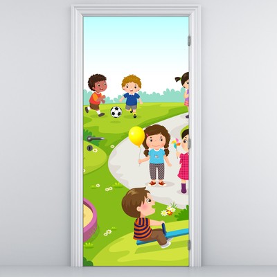 Fototapeta na drzwi - Dziecięca zabawa w piaskownicy