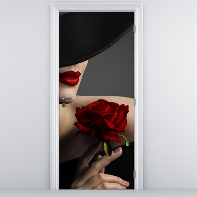 Fototapeta na dveře - Žena s růží