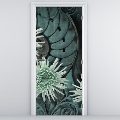 Fototapeta na dveře - Zelené květy