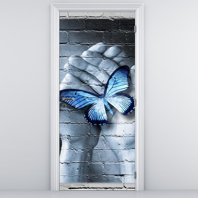 Fototapeta na dveře - Motýl na zdi