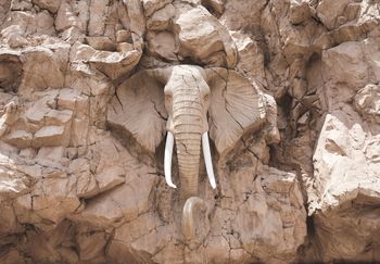 Foto tapeta - Slon, vklesan v skale - bež
