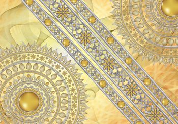 Fototapet - Mandala în aur în diagonala