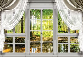 Foto tapeta - Pogled s prozora na šumu