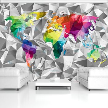Foto tapeta - Karta svijeta u boji
