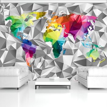 Foto tapeta - Barvni zemljevid sveta