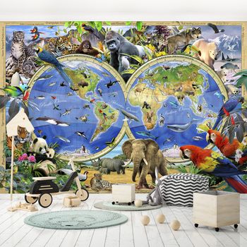 Foto tapeta - Karta svijeta - Životinje