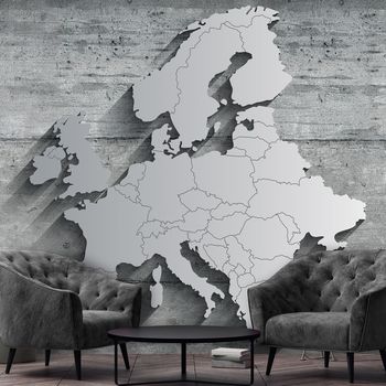 Foto tapeta - Srebrna europska karta s 3D efektom