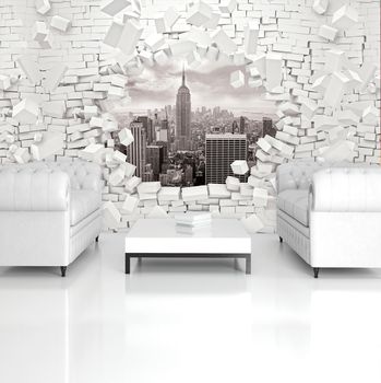 Fototapet - New York și 3D Brickwall