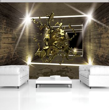 Foto tapeta - Eksplozija zlate barve v 3D tunelu