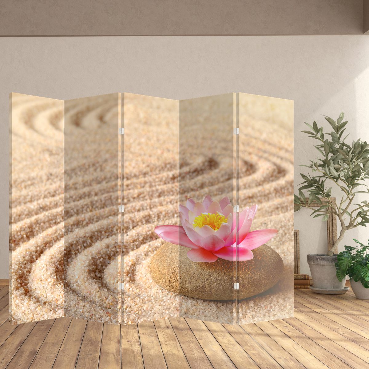 Paravan - Piatră și floare pe nisip (P020864P225180)