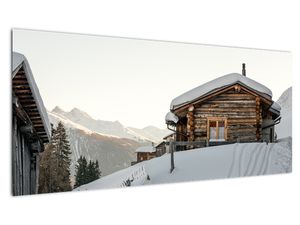 Slika - planinarska koliba u snijegu