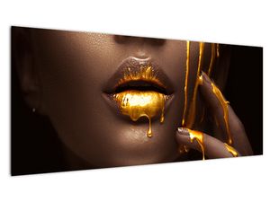 Tablou - Femeie cu buze aurii