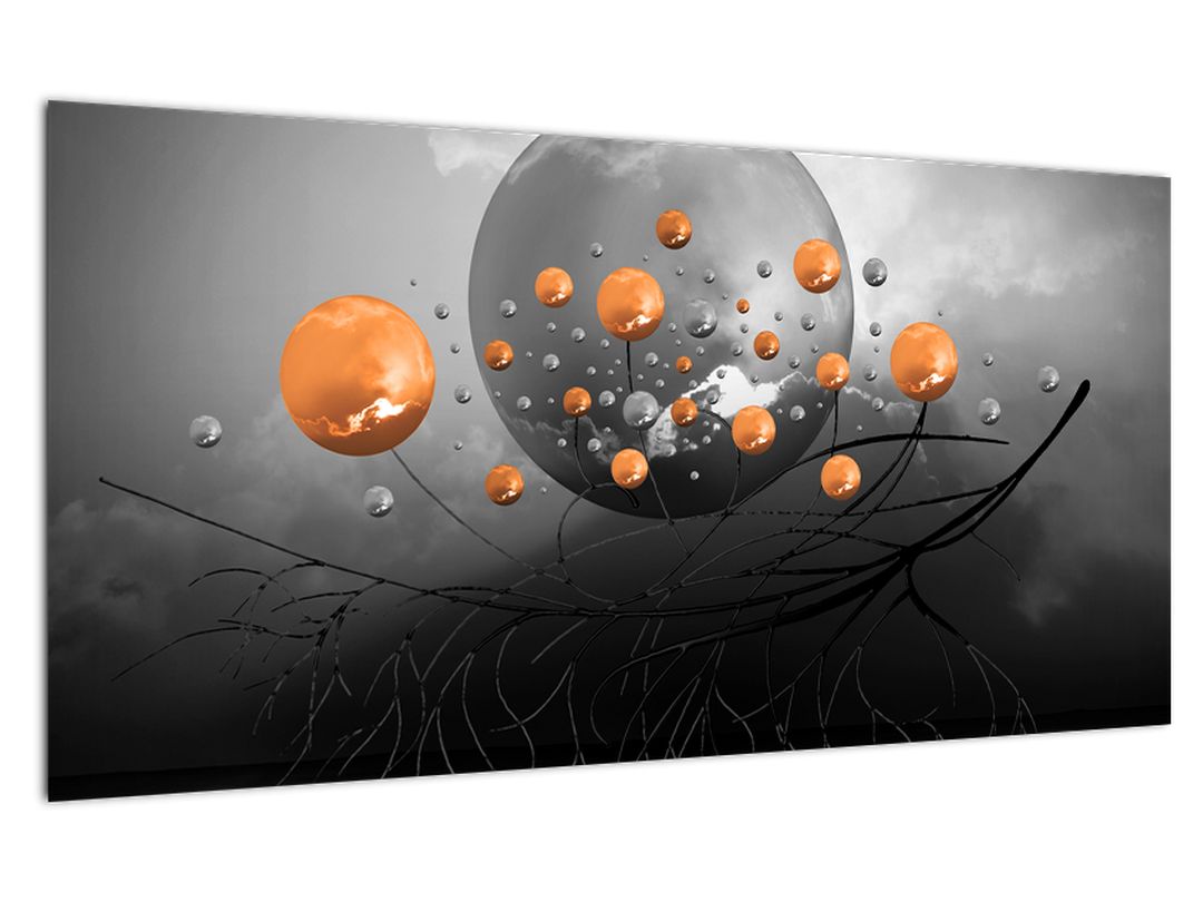 Skleněný obraz oranžových koulí (V020104V10050GD)