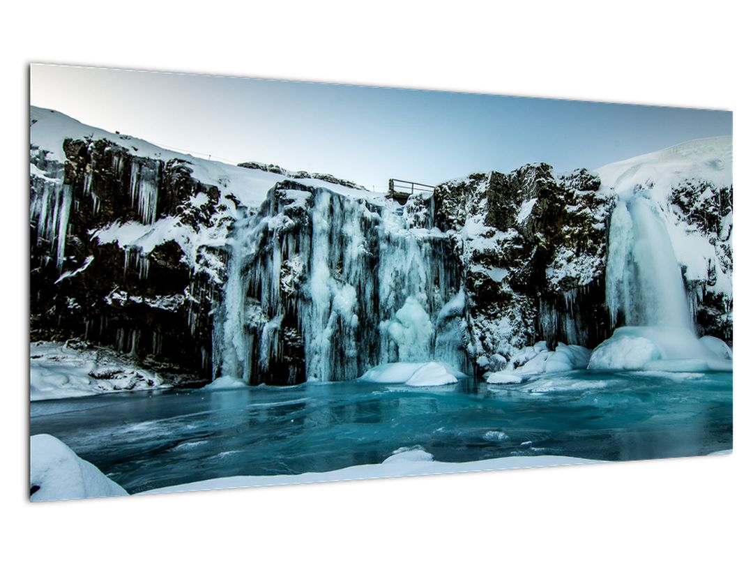 Skleněný obraz zamrzlých vodopádů (V020230V10050GD)