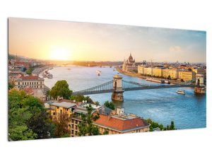 Skleněný obraz města Budapešť s řekou (V020712V10050GD)