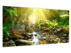 Steklena slika reke v zelenem gozdu (V020942V10050GD)