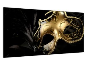 Glasschilderij - Gouden masker