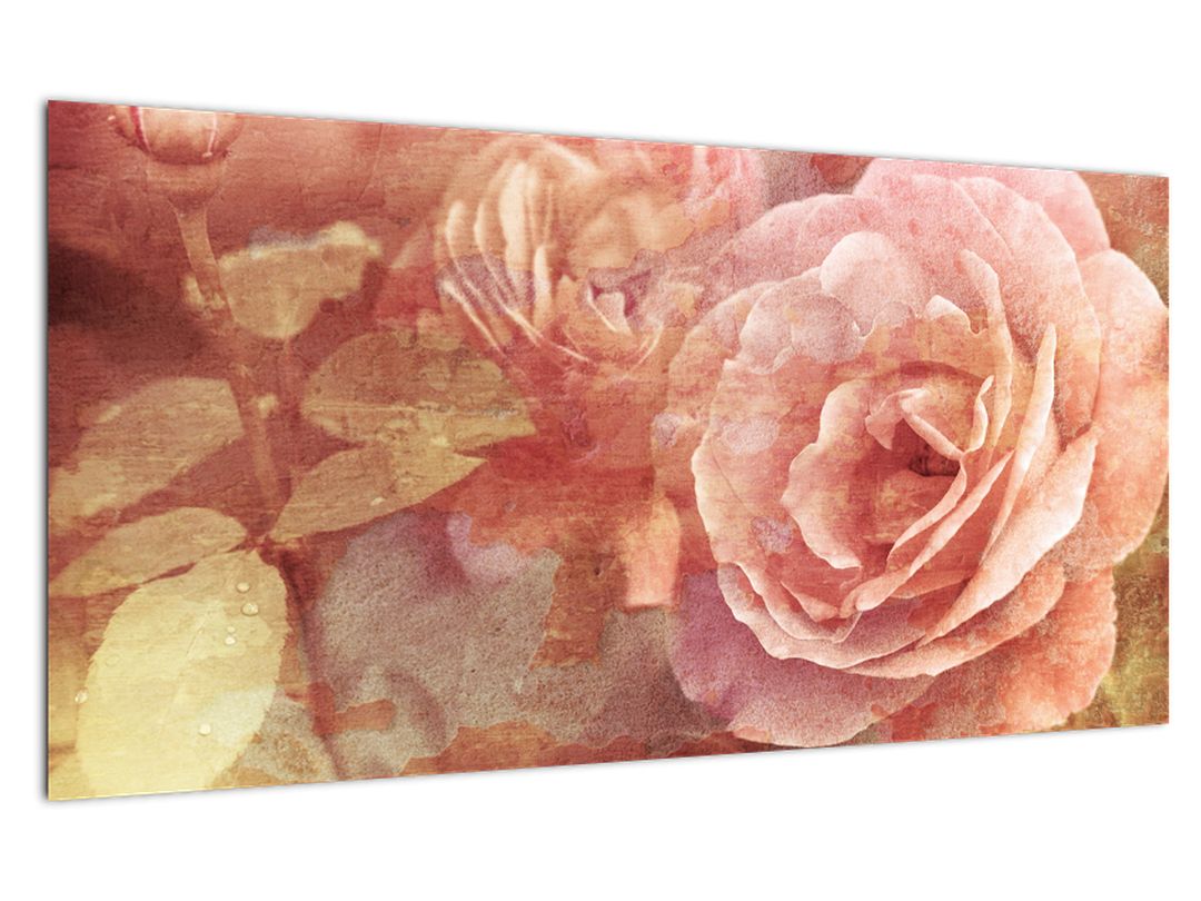 Tablou pe sticlă cu trandafir (V022255V10050GD)