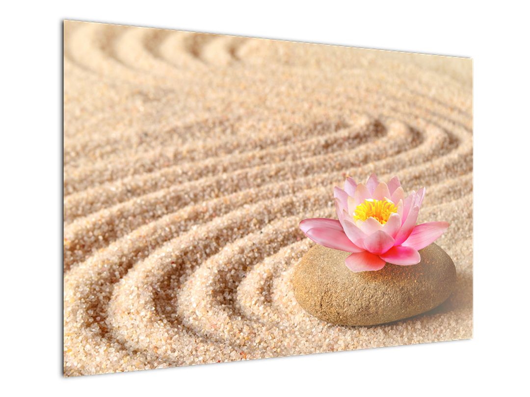 Tablou cu piatră și floare pe nisip (V020864V10070)