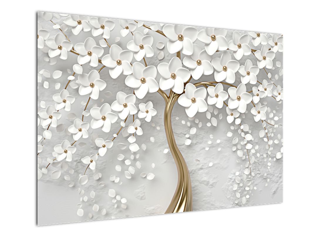 Obraz bílého stromu s květinami (V020977V10070)