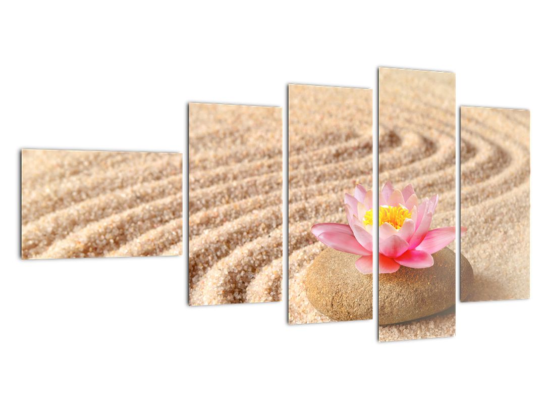 Tablou cu piatră și floare pe nisip (V020864V11060)