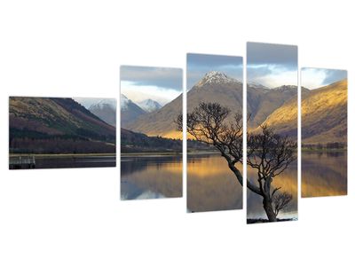 Bild auf Leinwand - Berge am See