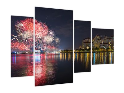 Tablou cu artificii in Singapur (cu ceas) (V020035V11075C)