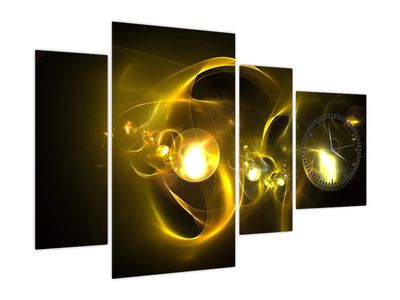 Abstraktna slika rumenih krogel (z uro)