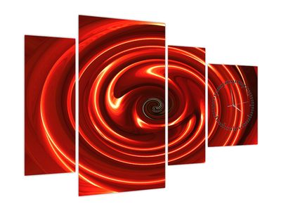 Abstrakcyjny obraz - czerwona spirala (z zegarem)
