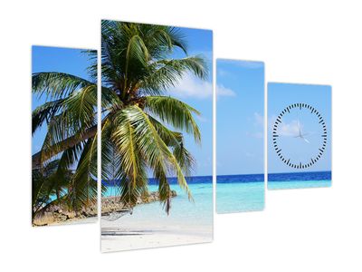 Obraz palmy na pláži (s hodinami)