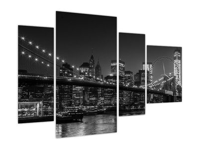 Slika Brooklynskega mosta v New Yorku (z uro)