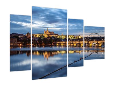 Tablou cu palatul din Praga și podul lui Carol (cu ceas)