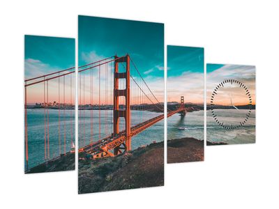 Obraz- Golden Gate, San Francisco (s hodinami)