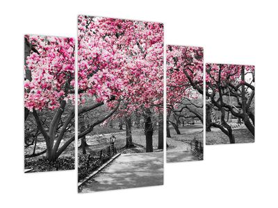 Obraz drzew magnolii (z zegarem)