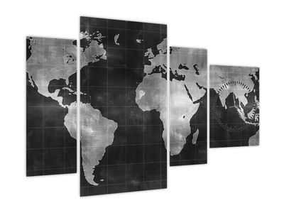 Slika - Zemljevid sveta (z uro)