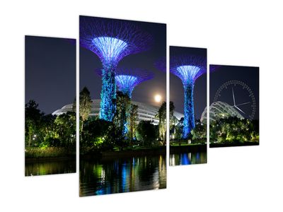 Slika polne lune v Singapurskih vrtovih (z uro)