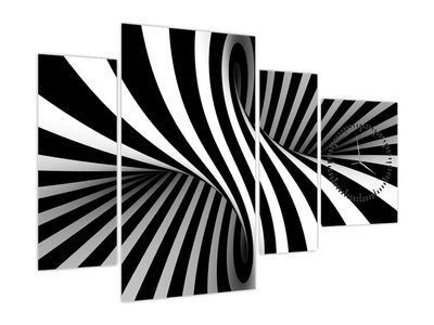 Tablou abstract cu dungi de zebră (cu ceas)