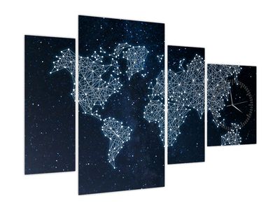 Obraz - Hvězdná mapa světa (s hodinami)