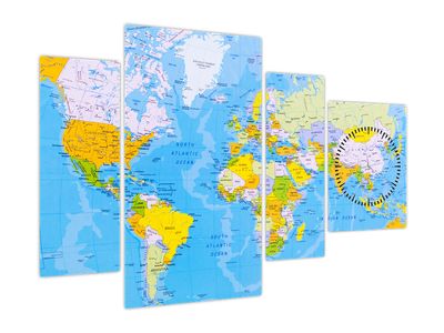 Slika - Zemljevid sveta (z uro)