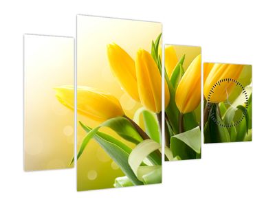 Obraz - Žlté tulipány (s hodinami)