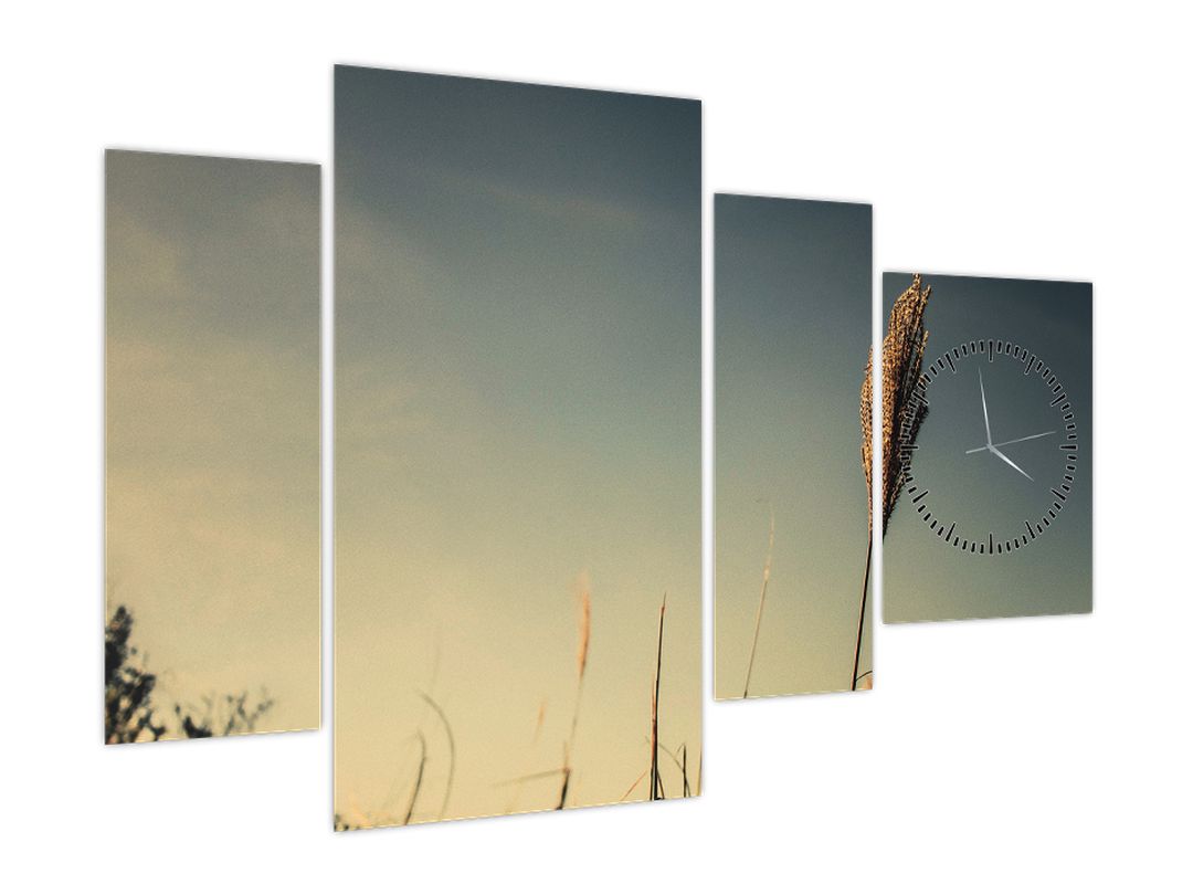Obraz s trávou (s hodinami) (V022549V11075C)