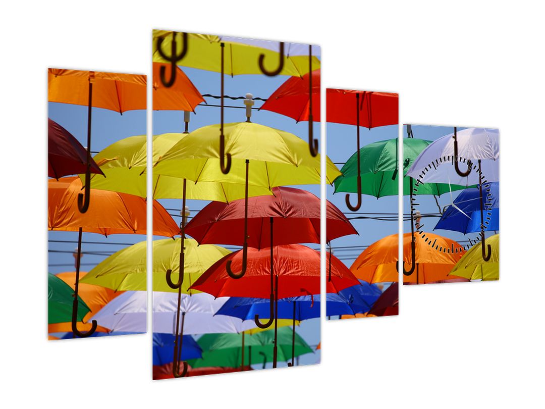 Obraz barevných deštníků (s hodinami) (V022560V11075C)