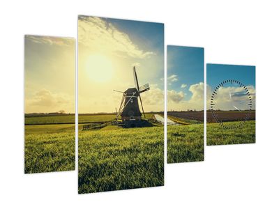 Schilderij - Windmolen (met klok)