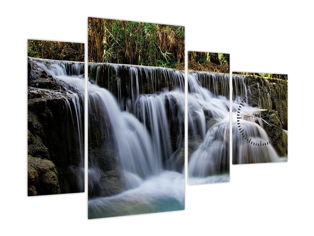 Obraz vodopádů v džungli (s hodinami) (V022663V11075C)