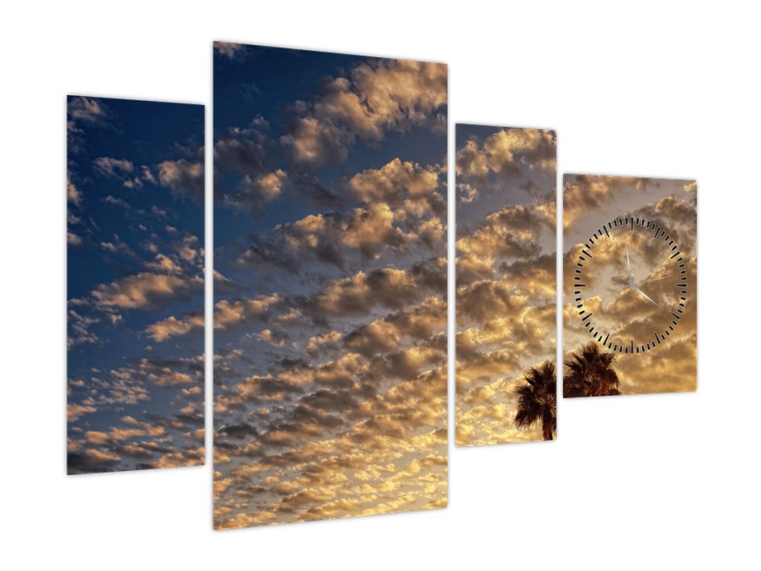 Obraz - Palmy mezi mraky (s hodinami) (V022676V11075C)