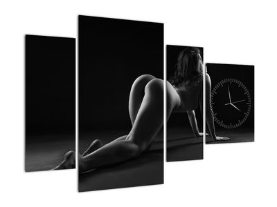 Slika - Gola ženska se razteza (sa satom)