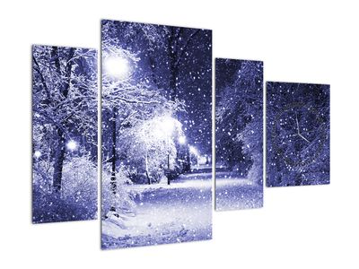 Slika - Čarobna zimska noč (z uro)