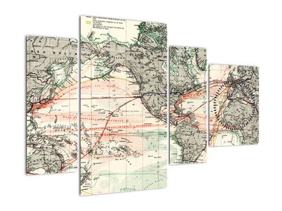 Obraz - Mapa světa (s hodinami)