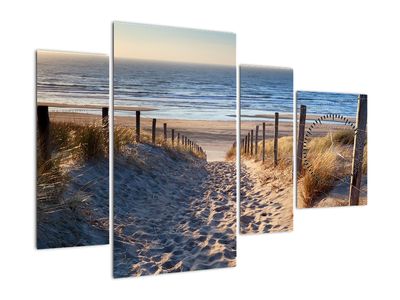 Obraz - Cesta k pláži Severného mora, Holandsko (s hodinami)